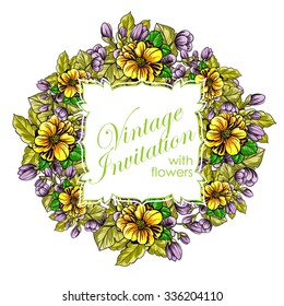Wedding invitation cards with floral elements