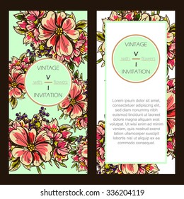 Wedding invitation cards with floral elements