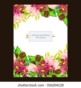 Wedding invitation cards with floral elements