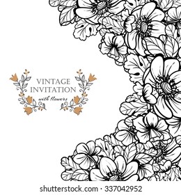 Wedding invitation cards with floral elements