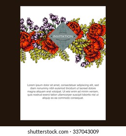 Wedding invitation cards with floral elements
