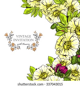 Wedding invitation cards with floral elements