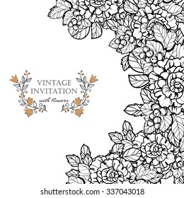 Wedding invitation cards with floral elements