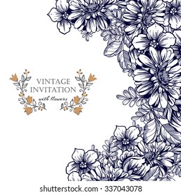 Wedding invitation cards with floral elements