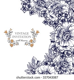Wedding invitation cards with floral elements