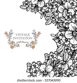 Wedding invitation cards with floral elements