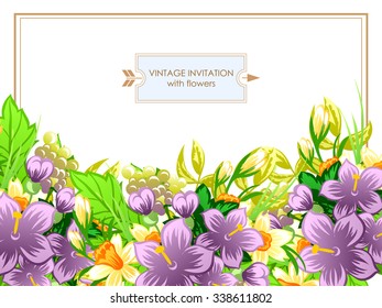 Wedding invitation cards with floral elements
