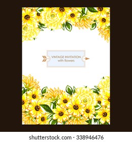 Wedding invitation cards with floral elements