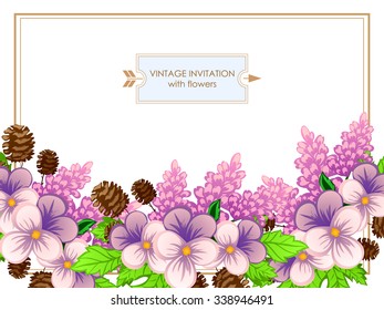 Wedding invitation cards with floral elements