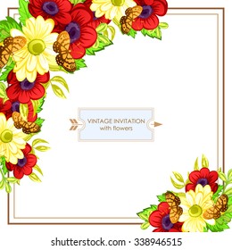 Wedding invitation cards with floral elements