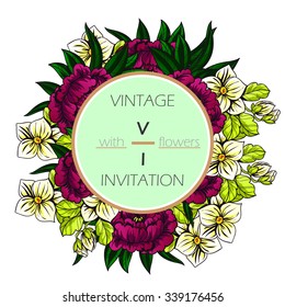 Wedding invitation cards with floral elements