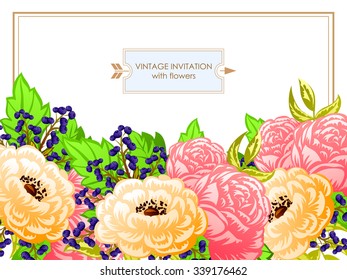 Wedding invitation cards with floral elements