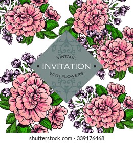 Wedding invitation cards with floral elements