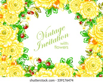 Wedding invitation cards with floral elements