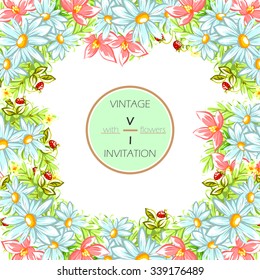 Wedding invitation cards with floral elements
