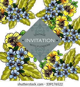 Wedding invitation cards with floral elements