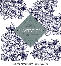 Wedding invitation cards with floral elements