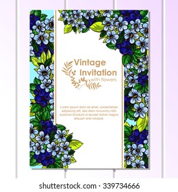 Wedding invitation cards with floral elements