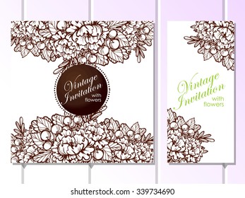 Wedding invitation cards with floral elements