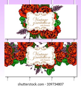 Wedding invitation cards with floral elements
