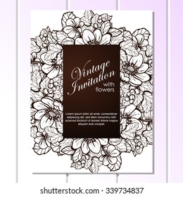 Wedding invitation cards with floral elements