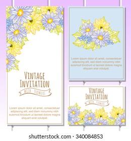 Wedding invitation cards with floral elements