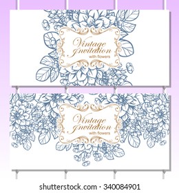 Wedding invitation cards with floral elements