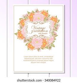 Wedding invitation cards with floral elements