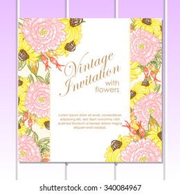 Wedding invitation cards with floral elements