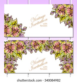 Wedding invitation cards with floral elements