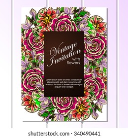 Wedding invitation cards with floral elements