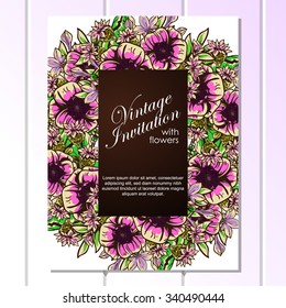 Wedding invitation cards with floral elements