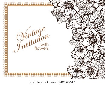 Wedding invitation cards with floral elements