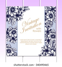 Wedding invitation cards with floral elements