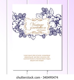 Wedding invitation cards with floral elements