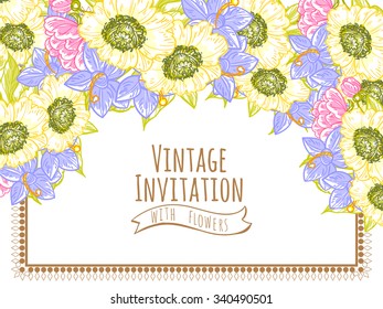 Wedding invitation cards with floral elements