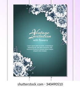 Wedding invitation cards with floral elements