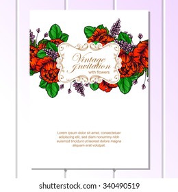 Wedding invitation cards with floral elements