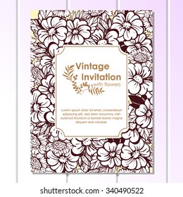 Wedding invitation cards with floral elements