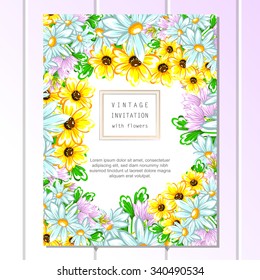 Wedding invitation cards with floral elements