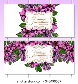 Wedding invitation cards with floral elements