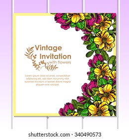 Wedding invitation cards with floral elements
