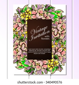 Wedding invitation cards with floral elements