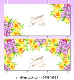 Wedding invitation cards with floral elements