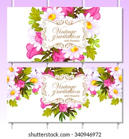 Wedding invitation cards with floral elements