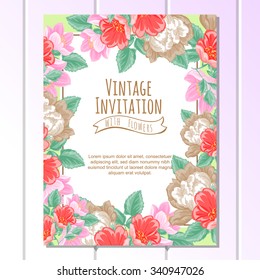 Wedding invitation cards with floral elements