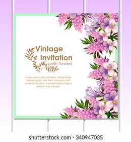 Wedding invitation cards with floral elements