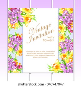 Wedding invitation cards with floral elements
