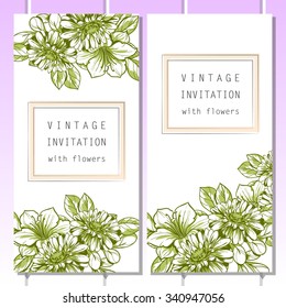 Wedding invitation cards with floral elements
