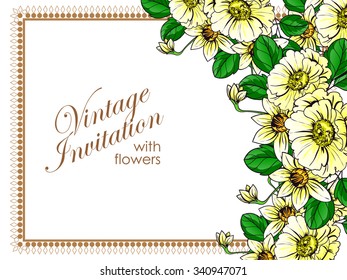 Wedding invitation cards with floral elements
